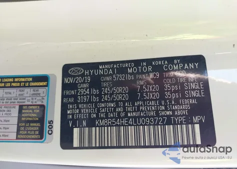 2020 Hyundai Palisade Limited from USA, damaged, VIN KM8R54HE4LU093727